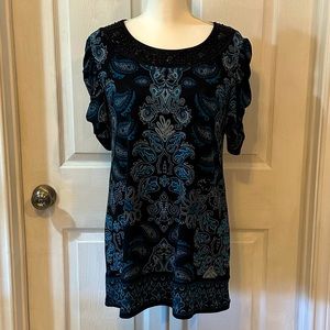 Women’s blouse top. Apt. 9 Medium. EUC. Used once. Turquoise/Black. 28” …
